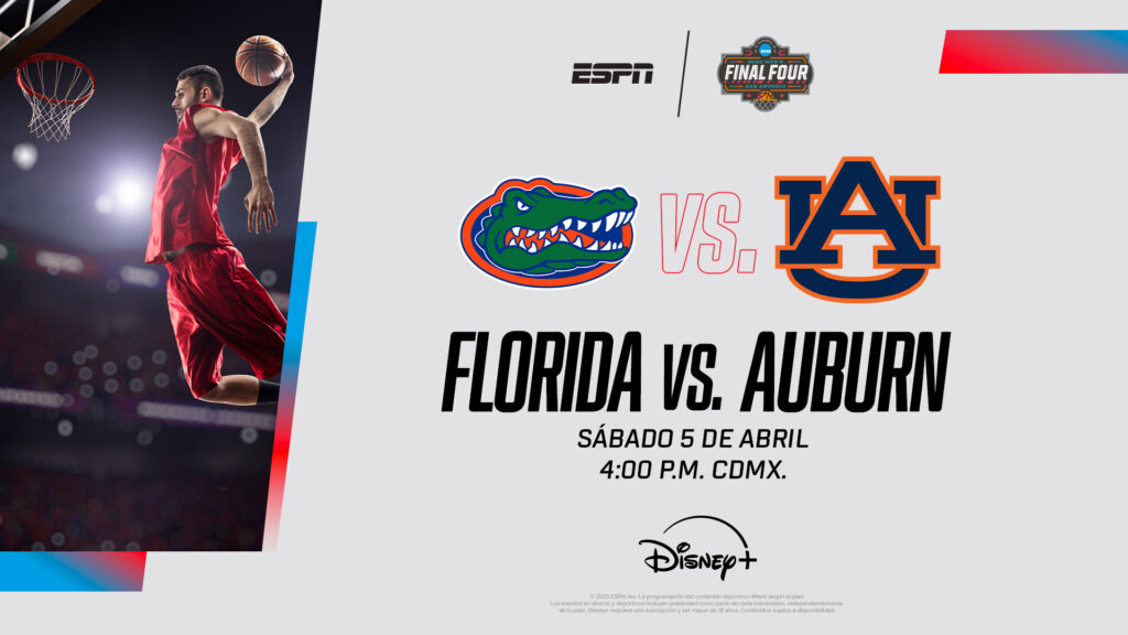 La fase de Final Four del March Madness 2025  llega a ESPN y Disney+
